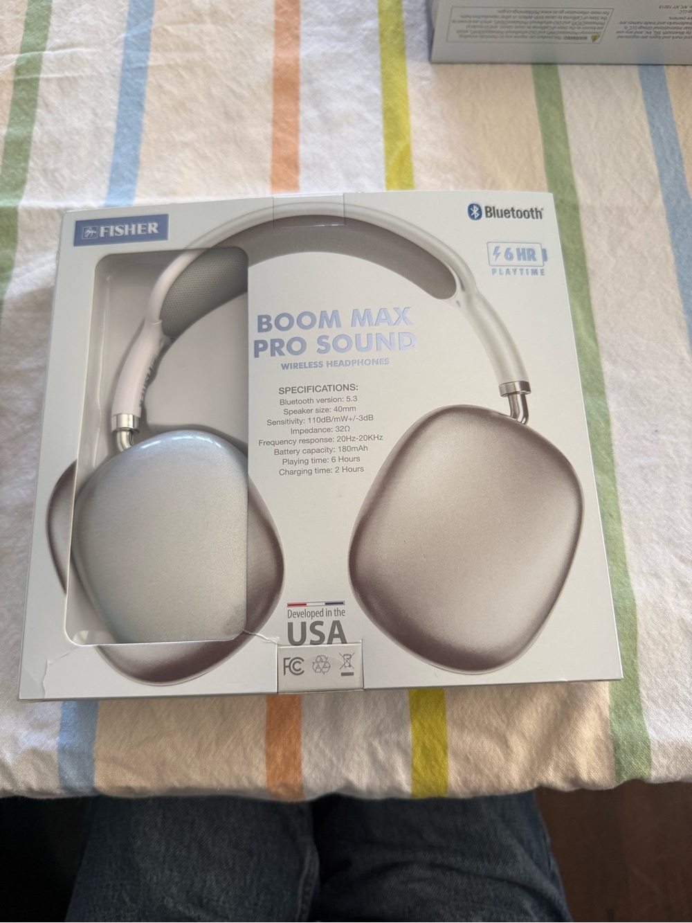 Fisher Boom Max Pro Sound Wireless Headphones - Silver